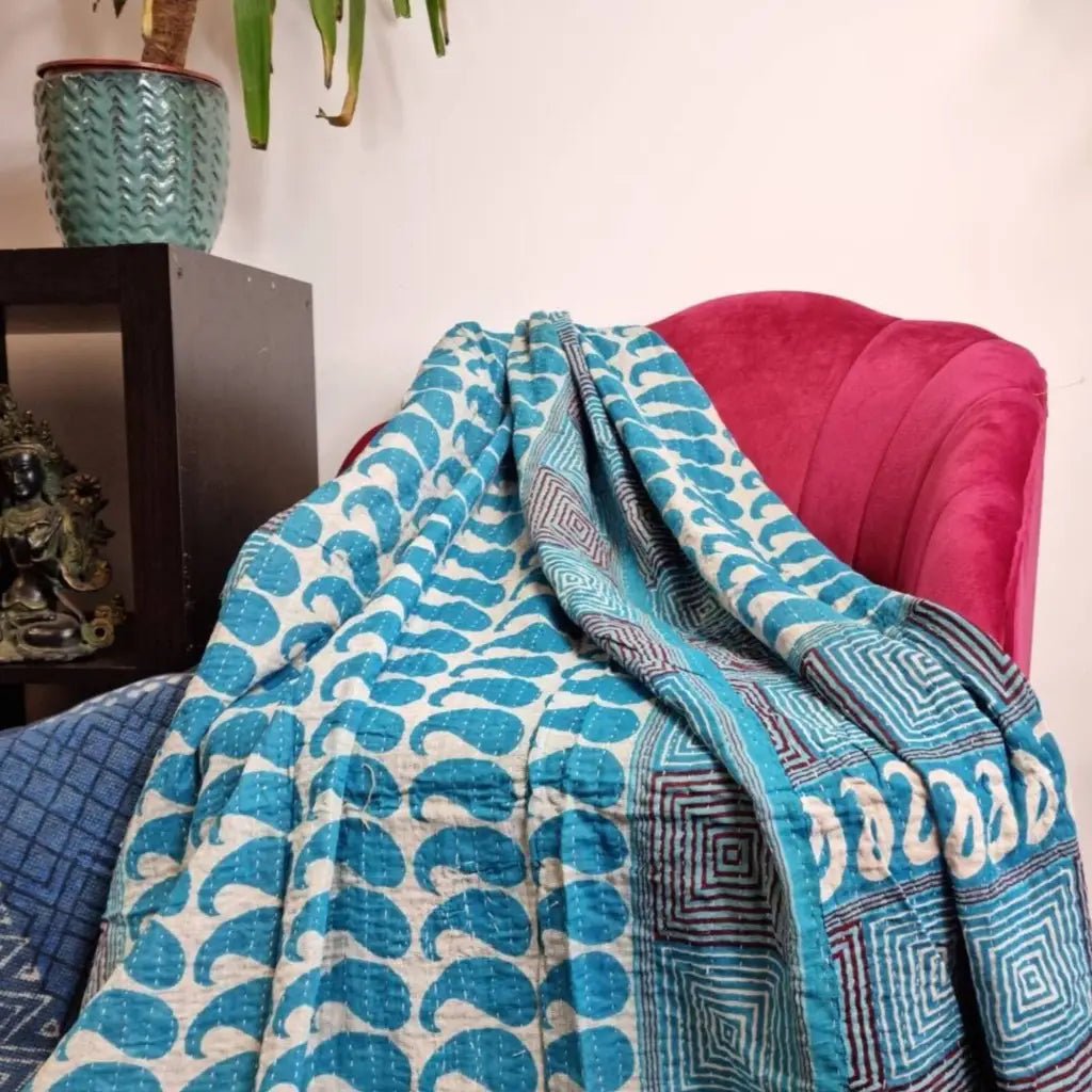 Vintage Recycle Kantha Sofa/Bed Blanket Throw - The Boho Depot
