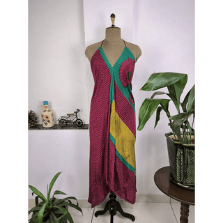 Boho Recycled Silk Magic Summer Maxi Dress Beach Cover Wear