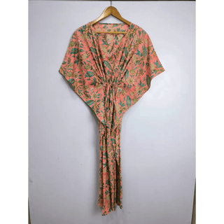 Boho Style Kaftan Dress Indian Handblock Printed