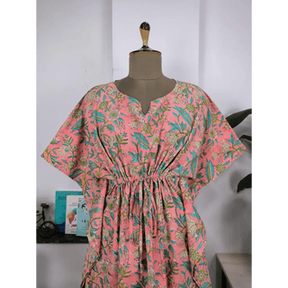 Boho Style Kaftan Dress Indian Handblock Printed