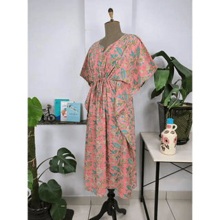 Boho Style Kaftan Dress Indian Handblock Printed