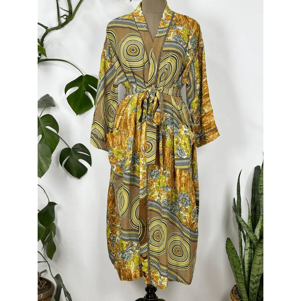 Vintage Silk Kimono Robe - Olive – The Boho Depot