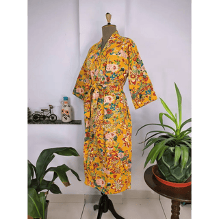 Reversible Kantha Pure Cotton Long Kimono Jacket for Women