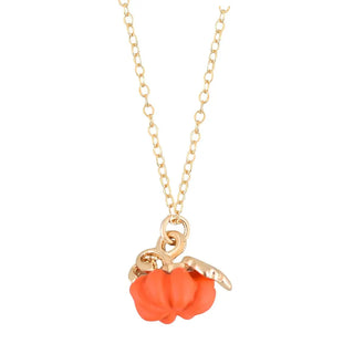 Dainty Pumpkin Charm Necklace 14kt Gold Filled - Orange