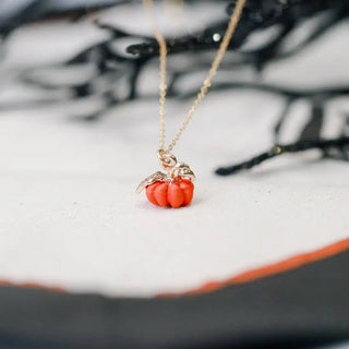 Dainty Pumpkin Charm Necklace 14kt Gold Filled