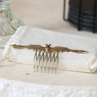 Bat Hair Comb: Antique Gold