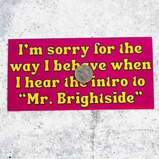 Sorry For The Way I Behave Mr. Brightside - Bumper Sticker