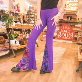 Tie-Dye Bellbottom Pants - S/M / Purple Bells with Rainbow