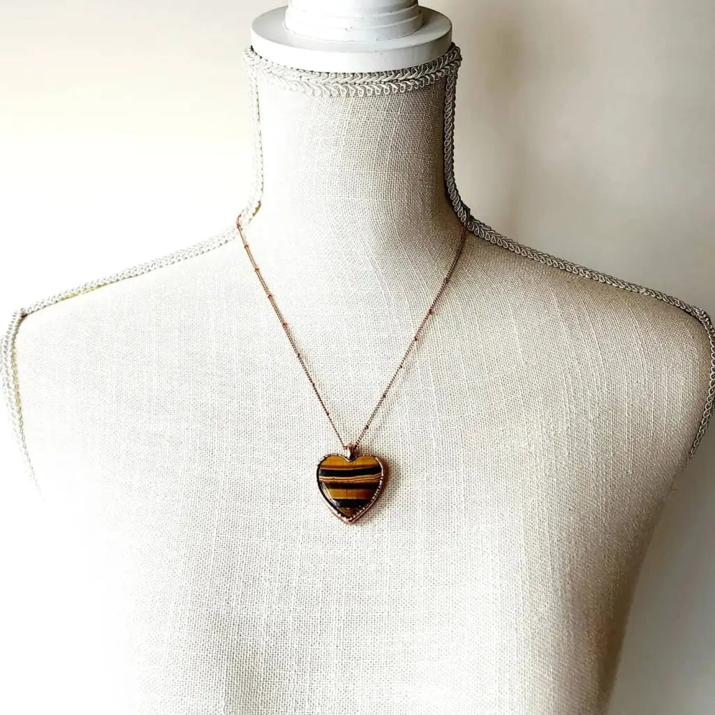 Tigers Eye Heart Necklace - default