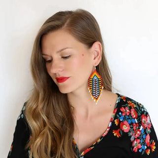 Tribal Beaded Earrings - earrings