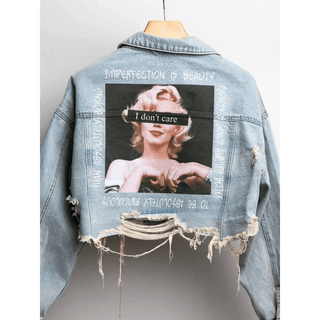 Marilyn "IDC" Crop Denim Jacket - The Boho Depot