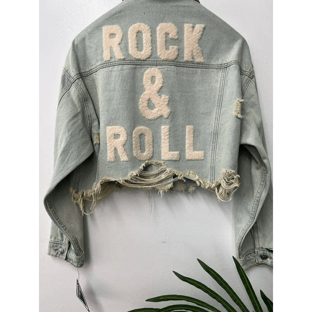 Rock and Roll Crop Denim Jacket - The Boho Depot
