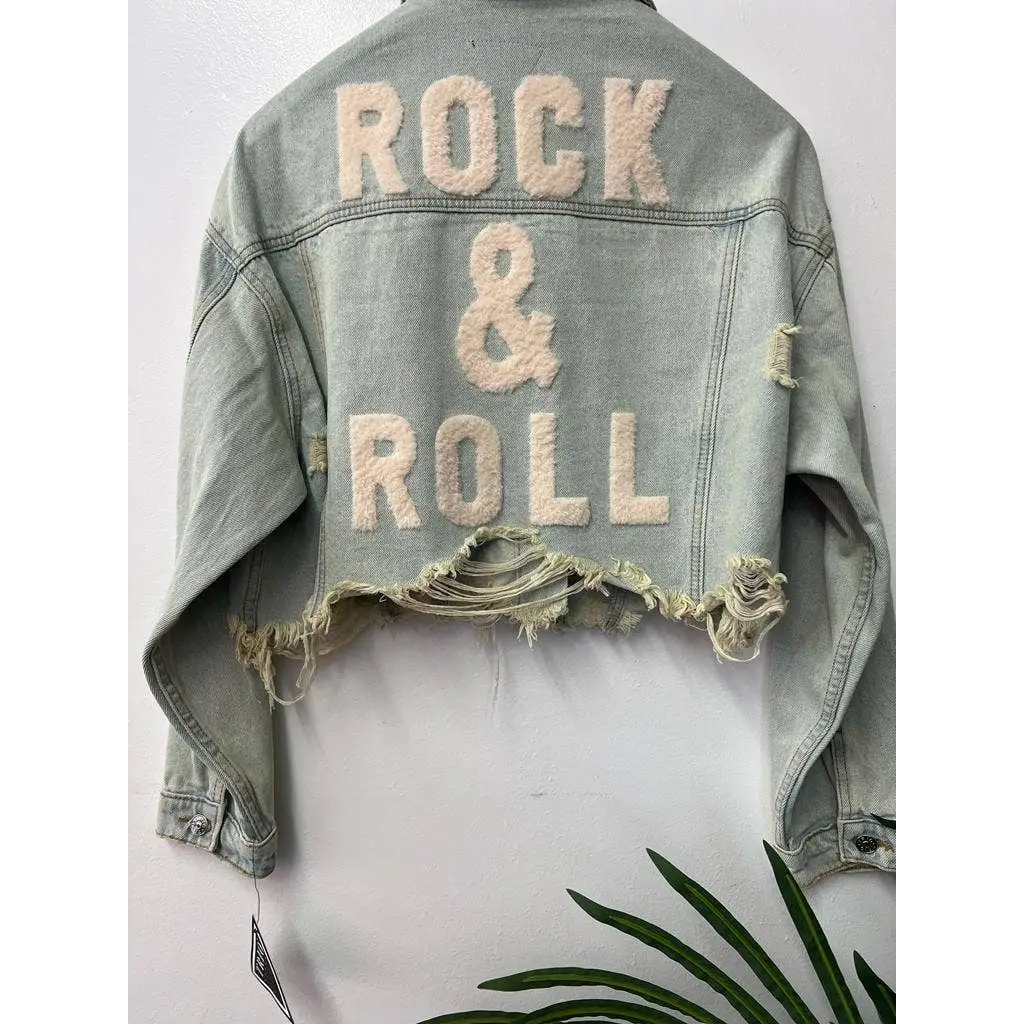 Rock and Roll Crop Denim Jacket - Small/Medium