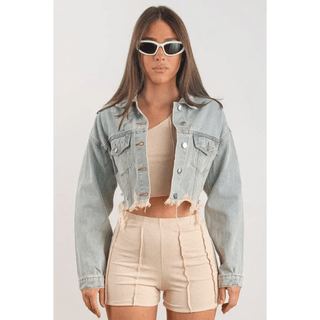 Stay Wild Denim Blue Jean Crop Jacket