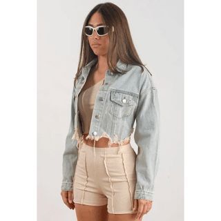 Stay Wild Denim Blue Jean Crop Jacket