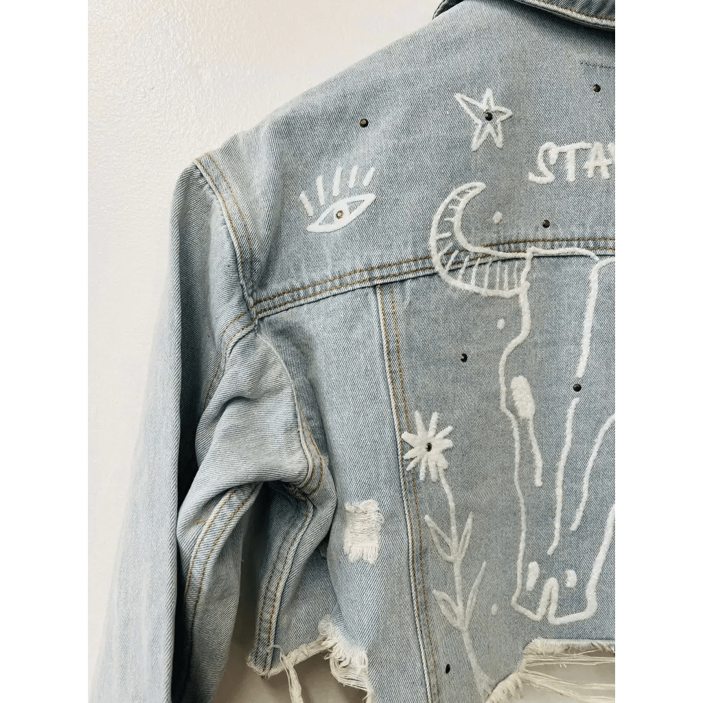 Stay Wild Denim Blue Jean Crop Jacket - The Boho Depot