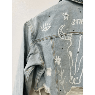 Stay Wild Denim Blue Jean Crop Jacket