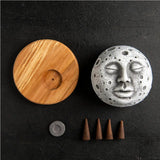Backflow Incense Burner - Moon Face