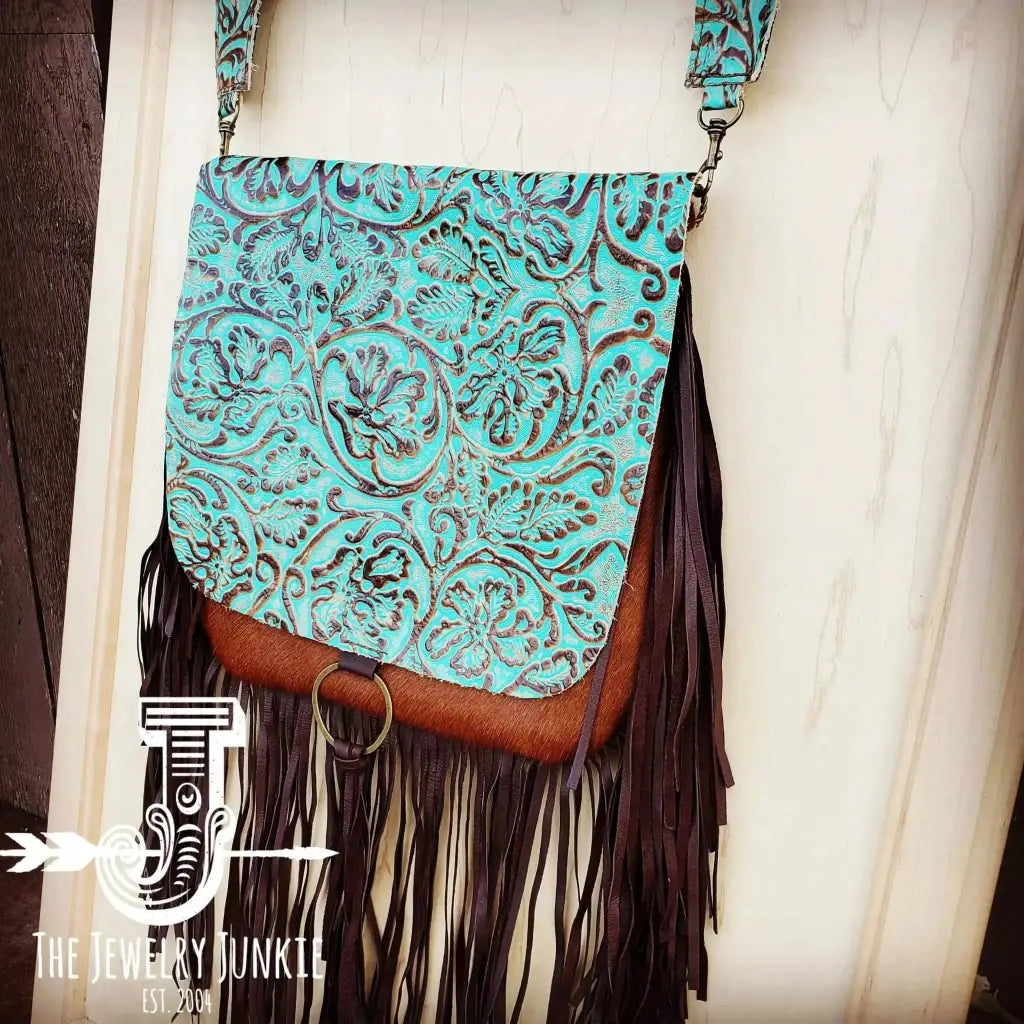Turquoise Flap Crossbody Handbag