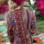 Double-layered cotton unisex boho trench jacket front view