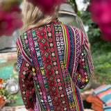 Double-layered cotton unisex boho trench jacket front view