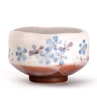 The Blue Sakura Cherry Blossoms Mini Matcha Bowl on a white background.