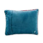 Needlepoint pillow with soft velvet backing used as a modern accent pillow