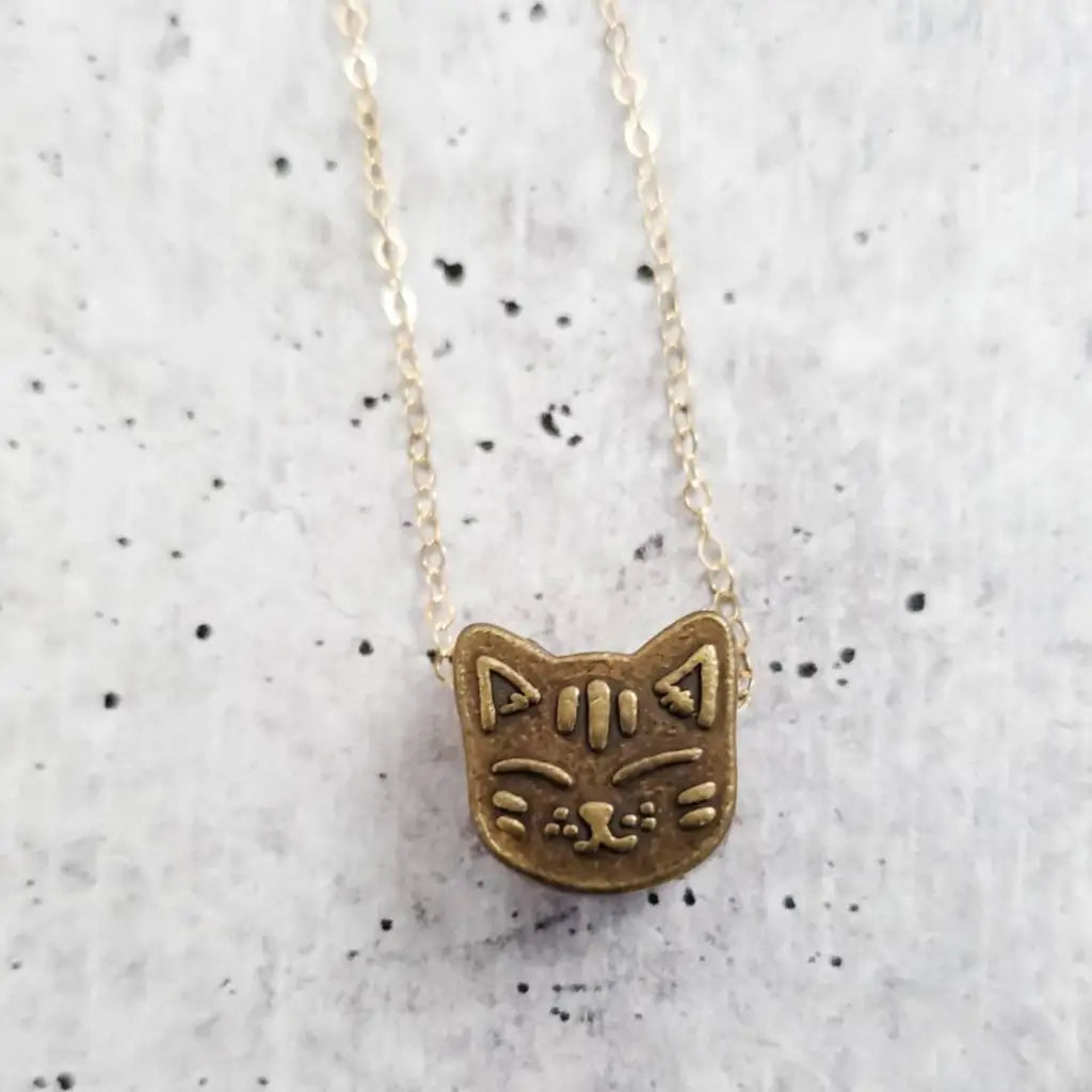 Vintage Style Enamel Kawaii Kitty Charm Necklace