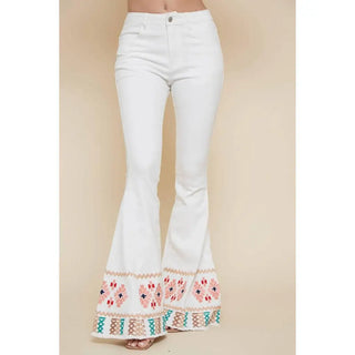 White Bell Bottom Jeans - Small