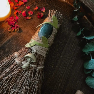 Witchy Altar Moss Agate Broom - The Boho Depot