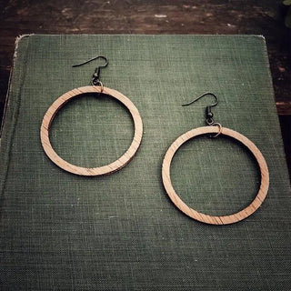 Wood Hoop Earrings Natural Boho Minimalist Earrings