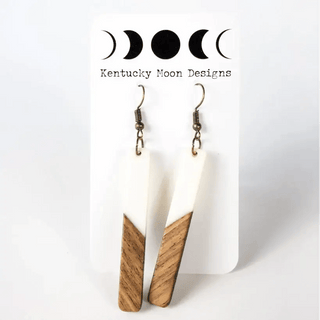 Wood + Resin Bohemian Earrings - Long - White - Earrings