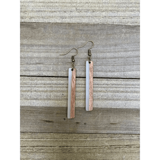 Wood + Resin Bohemian Earrings - Long - Smoky Gray