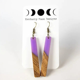 Wood + Resin Bohemian Earrings - Long - Purple - Earrings