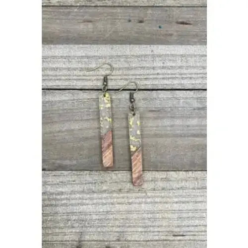 Wood + Resin Bohemian Earrings - Long Gold Flake