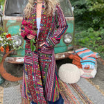 Natural cotton handmade boho trench coat front view
