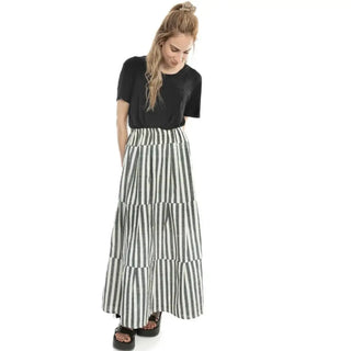 Woven Striped Maxi Skirt