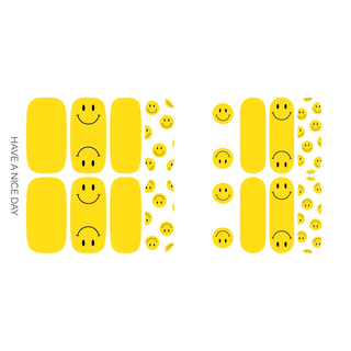 Yellow & White Smiley Face Nail Wrap