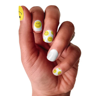 Yellow & White Smiley Face Nail Wrap